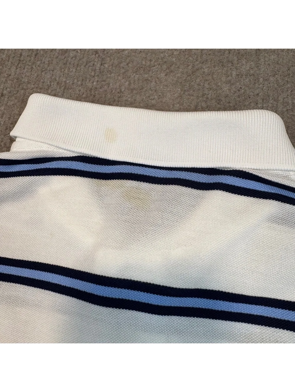Polo Ralph Lauren Vintage White Striped Pima Cotton Polo Shirt Mens L Red Pony